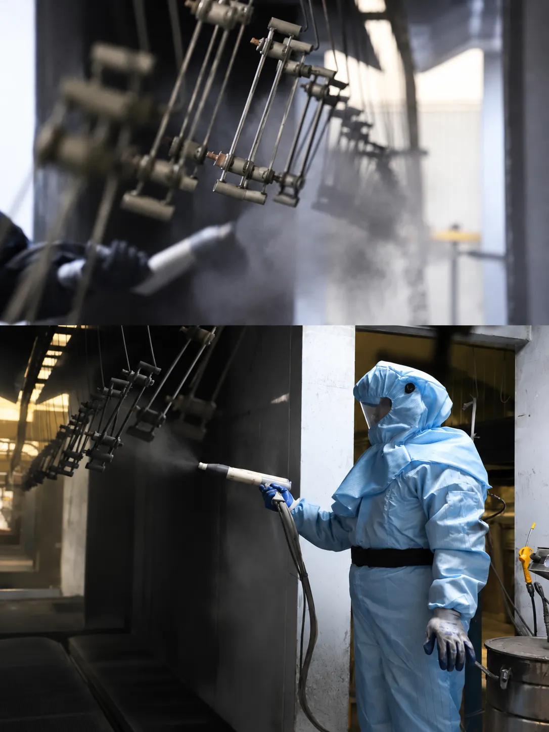 Powder coating process — edited factory photographs