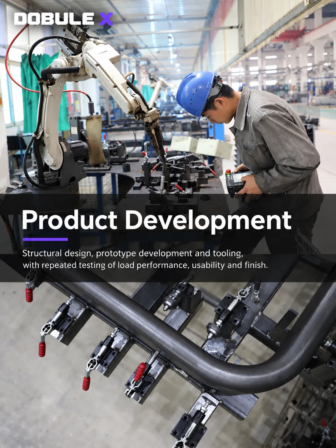 DOBULE X product development — edited factory photograph