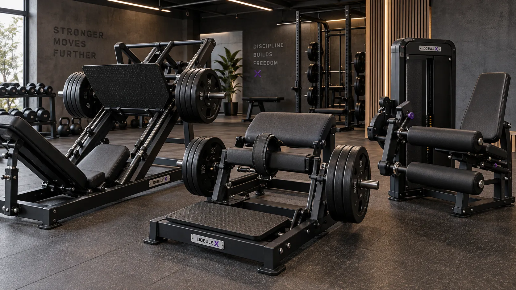 DOBULE X AI concept — glute and leg machines