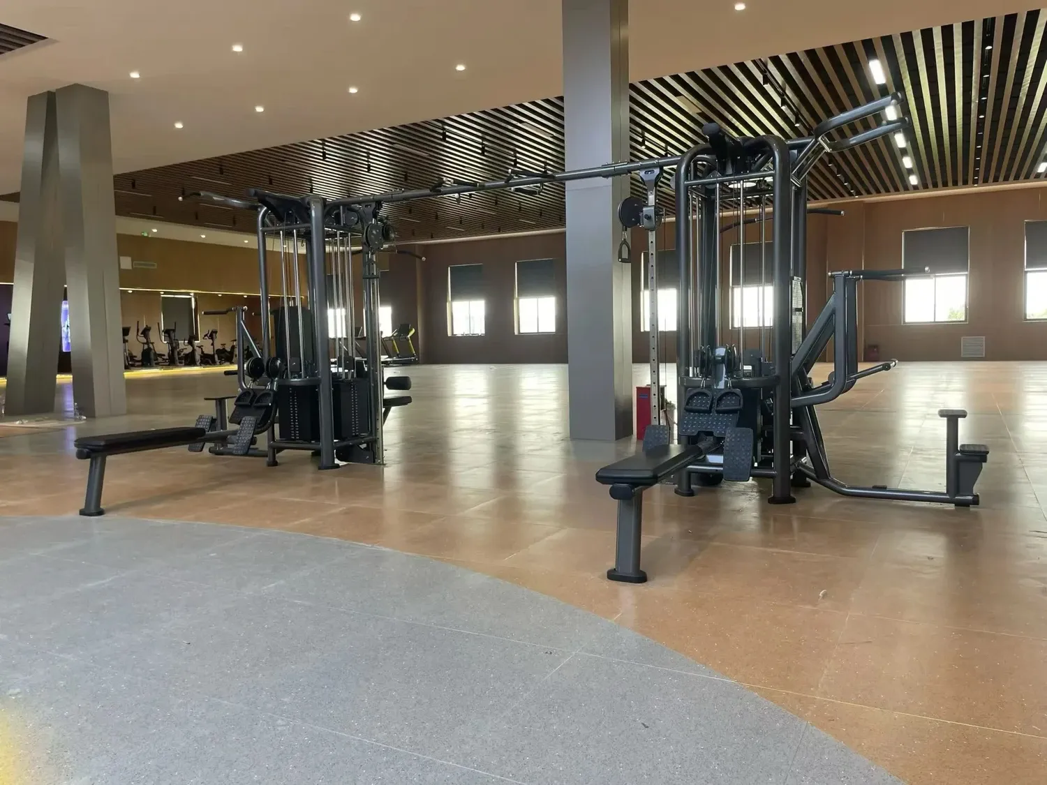 Cable training stations in an equipment showroom